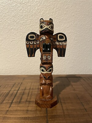 #ad Vintage Hand Carved Totem Pole “Legend of the Sun amp; Raven” Patrick Seale Alaska $48.00