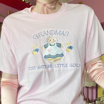 #ad Vintage Pastel T Shirt Quirky Funny Gma Sz L XL $45.00