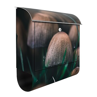 #ad Design Mailbox with Newspaper Compartment Letter Box Mushroom Caps Nature Brown $119.95