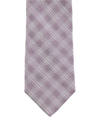 #ad Calvin Klein Mens Frosted Plaid Self tied Necktie Purple One Size $29.86