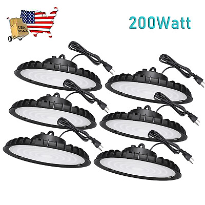 #ad 6 Pack 200W UFO Led High Bay Light Industrial Commercial Warehouse Factory Light $156.01