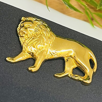 #ad Large Brooch FIGURAL LION King of Jungle Gold Tone Animal VINTAGE 1178 $14.38