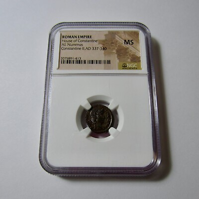 #ad Ancient Roman Empire Bronze Coin 337 340 NGC MS Original Luster High Grade BU $429.99