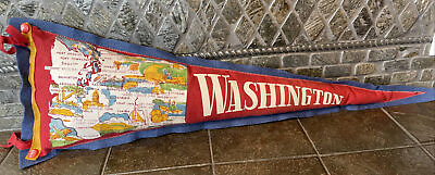 #ad Vintage Pennant Pillow Washington State OOAK Shelf Or Bed Decor Piece $14.75