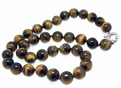 #ad Genuine Natural 8mm Yellow Tiger#x27;s Eye Gemstone Beads Round Necklace 18#x27;#x27; AAA $3.58