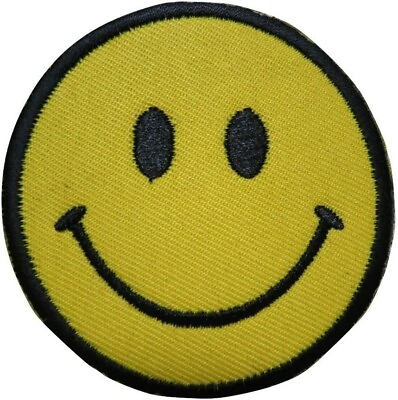 #ad Happy Face Yellow Smiley Face Embroidered Hook amp; Loop Patch $6.99