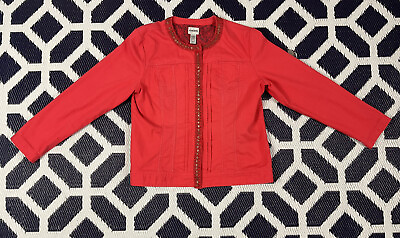 #ad Chicos Exclusive Decoration Women’s Red Long Sleeve Shirts Jacket In Red Size 2 $19.99