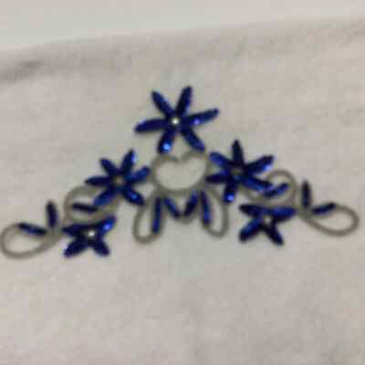 #ad Blue amp; Silver Sequined amp; Seed Beads Applique Motif Patch Wearable Art 9.5quot; X 5quot; $8.98