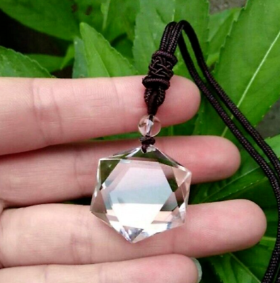 Clear Quartz Crystal Hexagram Pendant Healing Stress Relief Amulet Necklace Gift $13.80