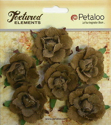 #ad Rose Canvas GARDEN Rosettes x 6 NATURAL Approx 35mm Textured Elements Pet A AU $6.50