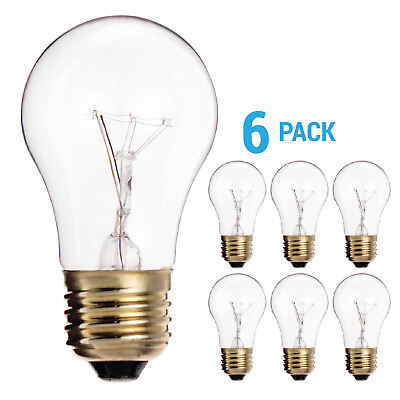 #ad 6 Pack 15A15 CL Appliance Dimmable Bulb 15W 120V A15 Medium E26 Base Clear $13.35