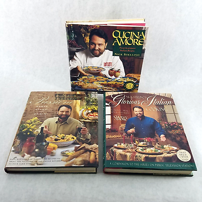 #ad Nick Stellino Lot of 3 Cookbooks Glorious Italian Passione Cucina Amore $24.99
