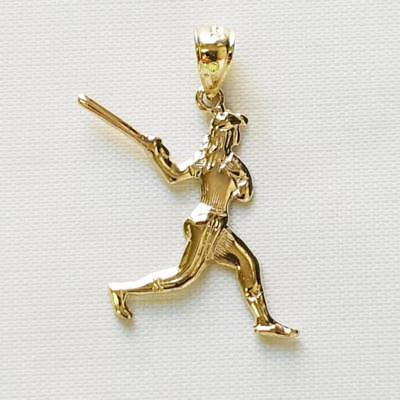 #ad 14k Yellow Gold BASEBALL PLAYER Pendant Charm Made in USA $99.99