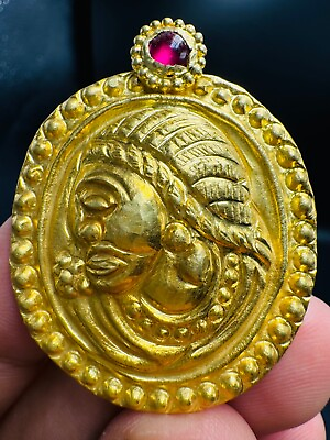 #ad Greco Roman king 1st Century High karat Gold pendant with precious stone 7.36 gr $1050.00