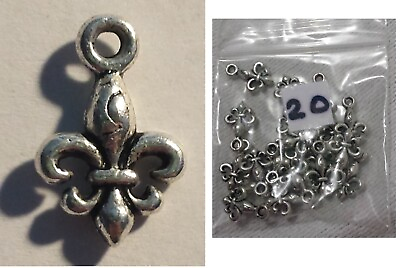 #ad Lot of 20 Craft Jewelry Making Metal Charm Fleur de Lis 5 8quot; L French Royalty $7.75