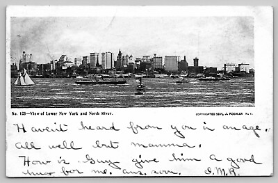 #ad NEW YORK CITY Lower New York and North River Now Called Hudson River udb $4.19