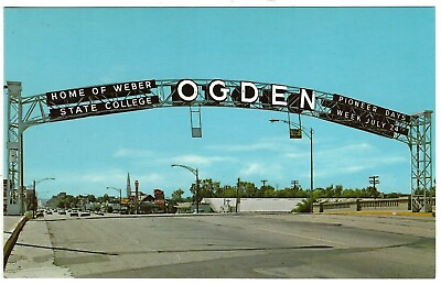 #ad Famous Arch Welcome to Ogden Utah c1950#x27;s Unused Postcard $1.75
