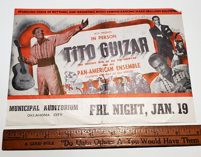 #ad RARE Tito Guizar Municiple Auditorium Oklahoma City Hand Bill Poster $4.29