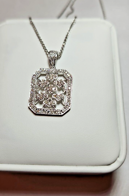 #ad 14k white gold diamond square pendant 3 4 carat t.w. $489.60