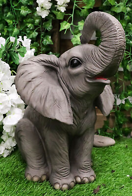 #ad Ebros Ruby The Elephant Sitting Pretty with Trunk Up Large Statue 17quot; Tall $85.95