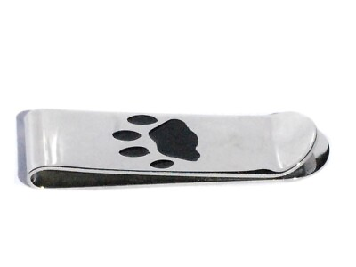 #ad 925 Stainless Steel Engravable Dog Paw Print Money Clip Jewelry Gifts $10.49