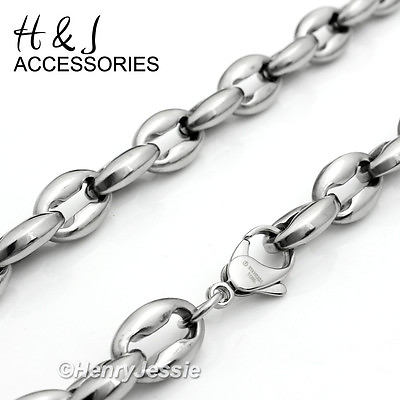 #ad 18 40quot;MEN 316L Stainless Steel 8mm Silver Puffed Mariner Link Chain Necklace $9.99