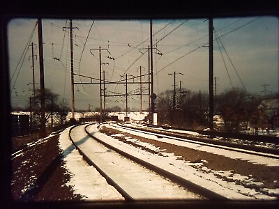 #ad KA04 TRAIN Slide * Vintage Tracks with Power Lines and Snow $4.38