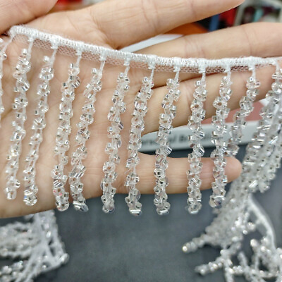 #ad 2 Yards Crystal Fringe Beads Trim Edge Craft for Evening Dress Curtain Decor DIY $16.07