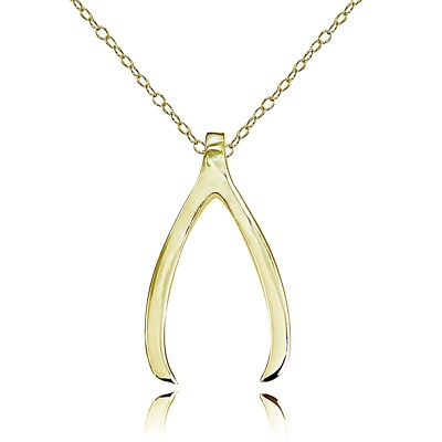 #ad Gold Tone over Sterling Silver Polished Wishbone Necklace $17.51