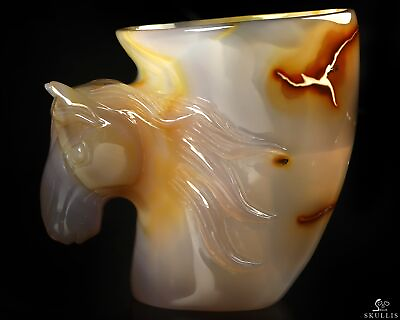 #ad 3.5quot; Premium Brazilian Agate Hand Carved Crystal Dragon Cup Fine Art Sculpture $329.00