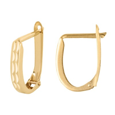 #ad 14K Gold Huggie Hoop Earrings – Classic Small Diamond Cut Huggies 14mm $74.75