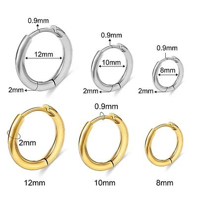 #ad Stainless Steel Huggie Hoop Earrings Unisex Fashion Jewelry For Women Men $3.99