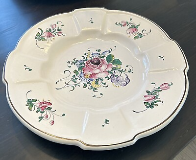 #ad Rare Antique Hand Painted French Faience Platter Signed 13 Inch Mint $200.00