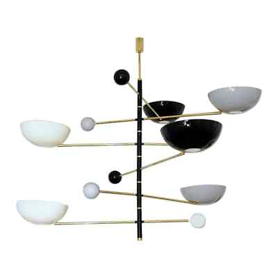 #ad Large Italian Modern Chandelier in Brass and Enamel Ceiling Chandelier Light $679.89