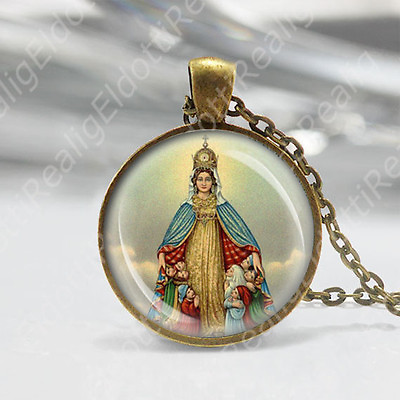 #ad Madonna of Monte Berico Catholic Necklace Medal Mary w Child Religious Pendant $25.25