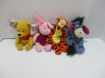 #ad Winnie Pooh Bean Bag Toy Disney Piglet Tigger Eeyore Mini Yellow Pink Blue New $44.99
