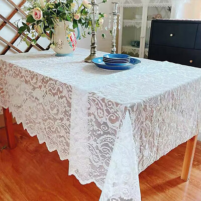 #ad For Rectangular Tables Vintage Style for Wedding White Lace Tablecloth 55quot; x 86quot; $16.98