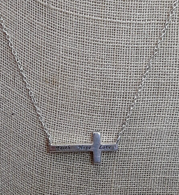 #ad LA Designs Petite Sterling Silver Inspirational Cross Fixed Pendant Necklace 16quot; $14.99