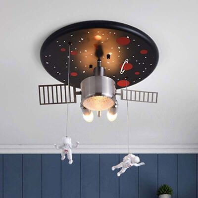 #ad Semi Flush Mount Chandelier Cartoon Space Ship Kid Bedroom Ceiling Hanging Light $189.05