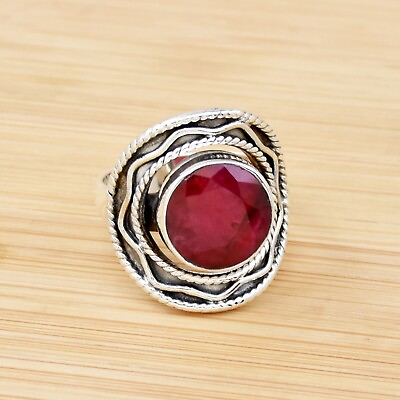 #ad Indian Ruby Ring 925 Sterling Silver Ring lab created Stone Gift For Her $42.08