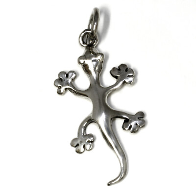#ad Small Gecko Pendant 925er Silver Symbol Jewelry New $13.39