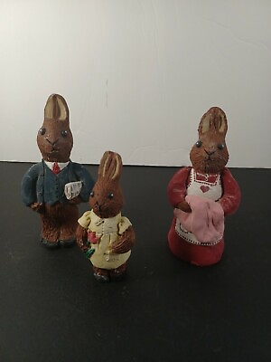 #ad 3 Vintage Bunny Family Figurines $10.00
