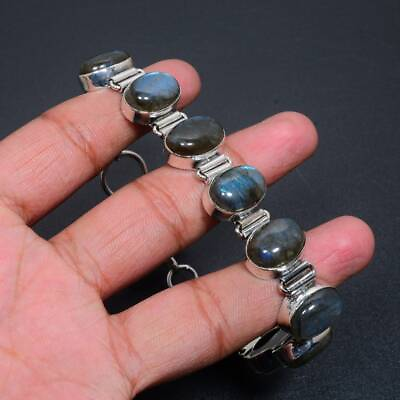 #ad Labradorite Silver Bracelet 925 Sterling Silver Bracelet Handmade Gemstone $27.00