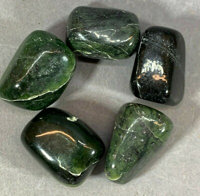 #ad NEPHRITE JADE TUMBLES 5 EACH APPROXIMATELY 1quot; LONG X 0.75quot; WIDE $19.00