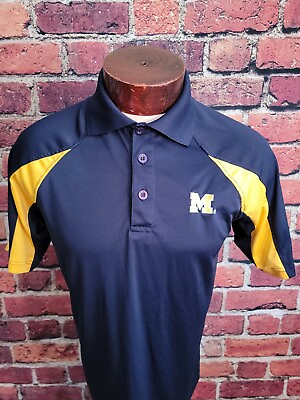 #ad Michigan Wolverines Men#x27;s Small Blue Yellow Short Sleeve Golf Polo Shirt $15.98
