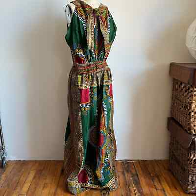 #ad Vintage African Print Maxi Sun Dress Fits M L Excellent Vintage Condition $65.00