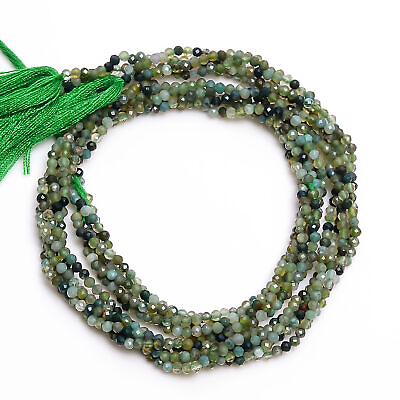 #ad 2.5 mm Natural Moss Agate Faceted Round Rondelle Beads Jewelry 33 cm Strand $4.95