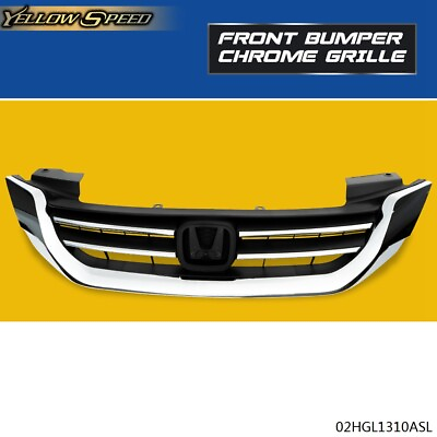 #ad Fit For 13 15 Honda Accord 4Dr Chrome Front Hood Bumper Grill Grille Assembly $42.40