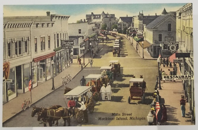#ad Main Street on Mackinac Island Michigan Postcard $10.50