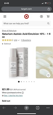 #ad Naturium Azelaic Acid Emulsion 10% Bioactive Brightening Complex New In Box $5.00
